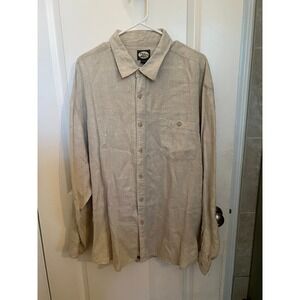 Tommy Bahama Men's Beige Linen Shirt Buttons Up Long Sleeve Casual Size XL